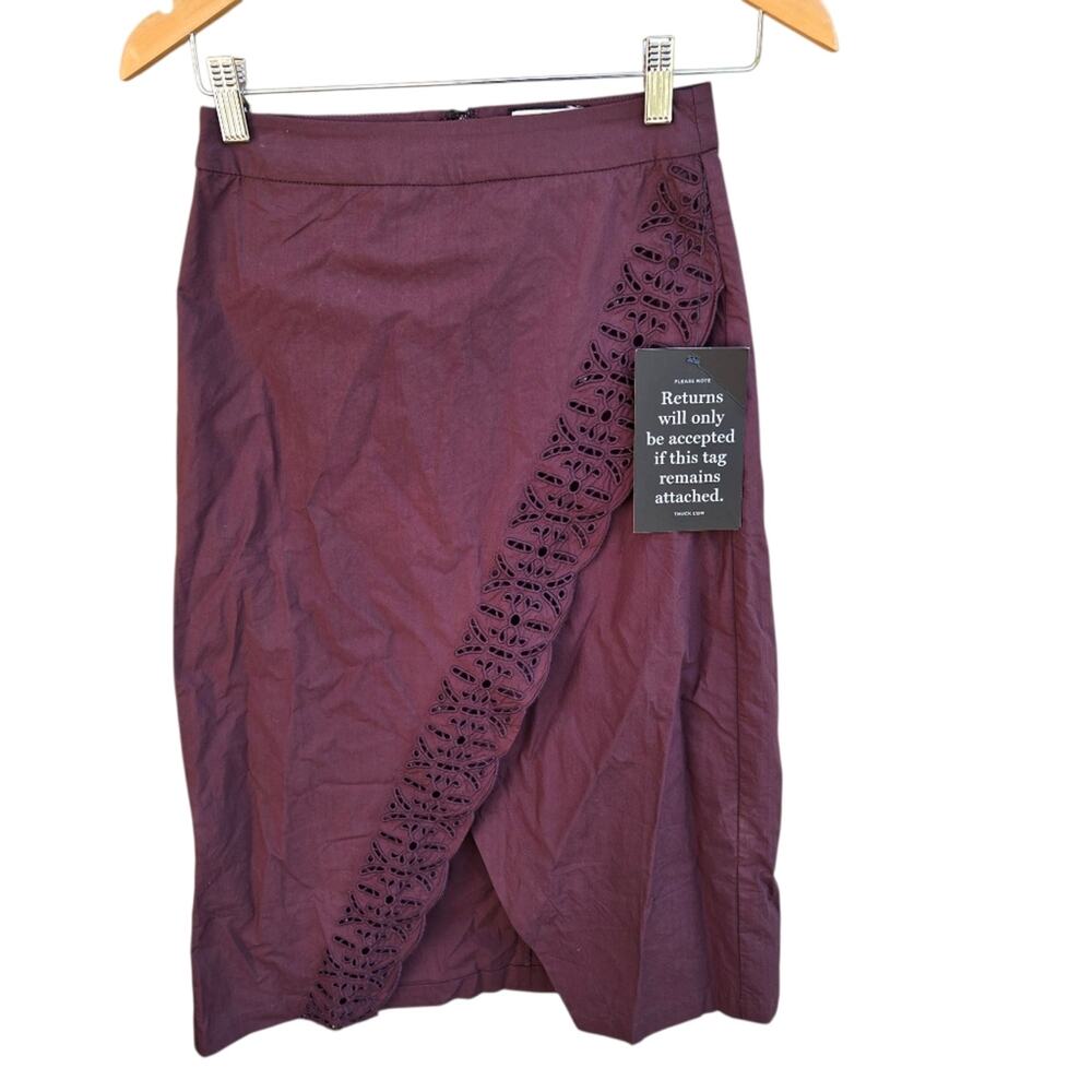 Tuckernuck Midi Skirt Eyelet Lace Crossover Cotton Size 0